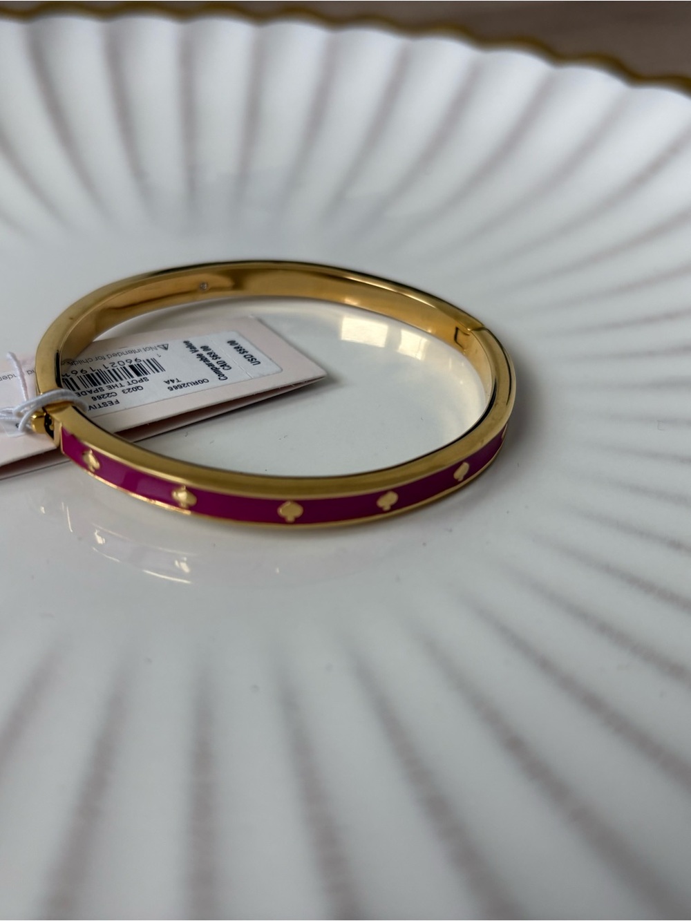 Gold-Tone Dark Pink Enamel Bangle Bracelet - Kate Spade